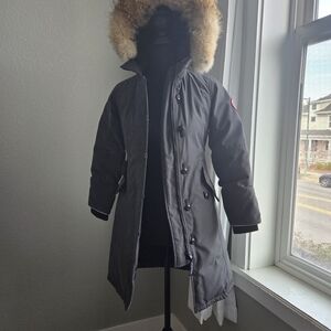 Black Hooded Parka with Fur Trim